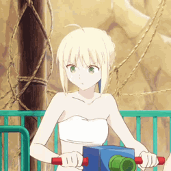 Saber Artoria Pendragon Fate Stay Water Gun GIF