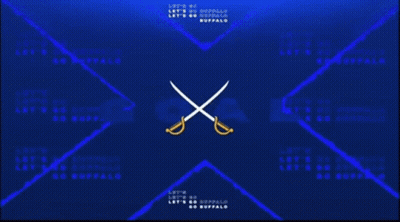 Sabres Logo With Buffalo And Crossed Swords GIF