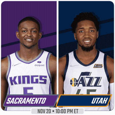 Sacramento And Utah Basketball Players On Poster GIF