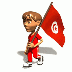 Sad Animated Guy Holding Tunisia Flag  GIF