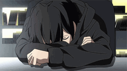 Sad Anime Boy Bowing Head On Table GIF