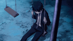 Sad Anime Boy Rin Okumura At Swing GIF