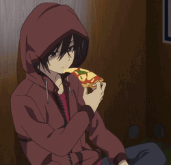 Sad Anime Eating Pizza GIF