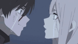 Sad Anime Girl Zero Two Kiss GIF 