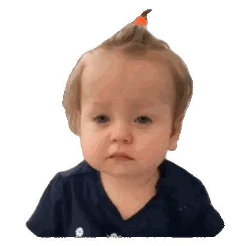 Sad Baby With Ponytail And Blue Shirt Sticker