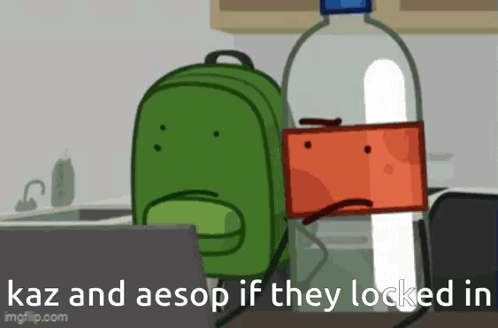 Sad Backpack And Soda Bottle Cartoon GIF