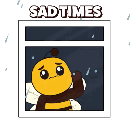 Sad Bee Looking Out Window Sticker