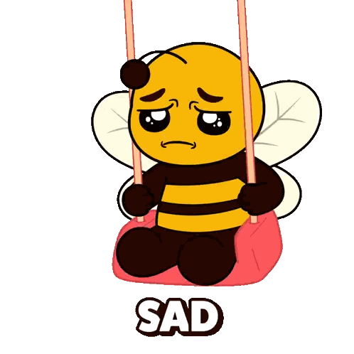 Sad Bee Sitting On Swing Sticker