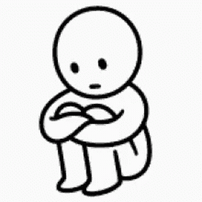 Sad Black And White Cartoon Character Sitting On Floor GIF