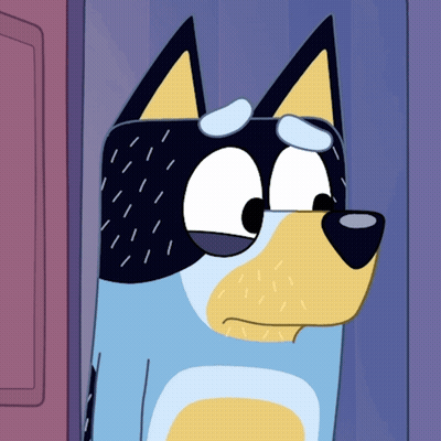 Sad Blue And Yellow Cartoon Dog GIF