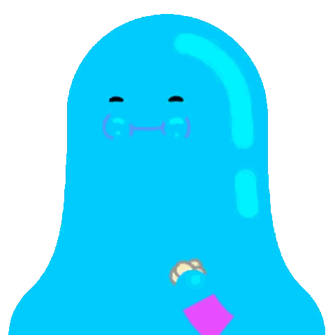 Sad Blue Cartoon Character Sticker