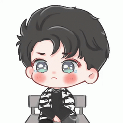 Sad Boy Animated Wang Yibo With Teary Eyes GIF