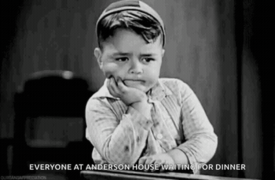 Sad Boy Sitting At Table Waiting For Dinner GIF