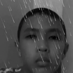 Sad Boy With Rain Filter Black And White GIF