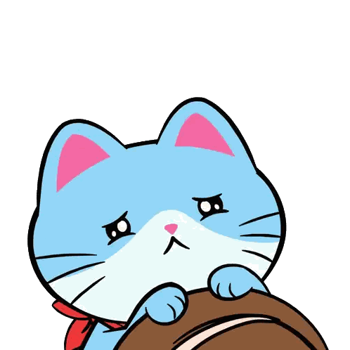 Sad Cartoon Cat Holding Cookie Sticker