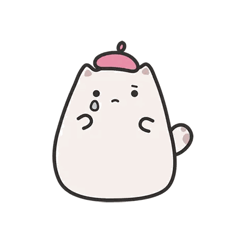 Sad Cartoon Cat In Pink Hat Sticker