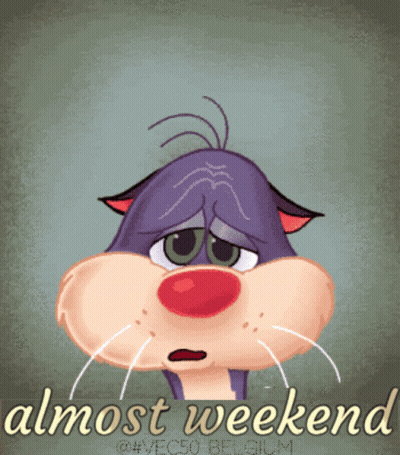 Sad Cartoon Cat Saying Almost Weekend GIF