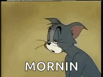 Sad Cartoon Cat Saying Mornin GIF