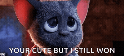 Sad Cartoon Cat Says You're Cute But I Still Won GIF