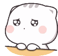 Sad Cartoon Cat Sitting On Table Sticker