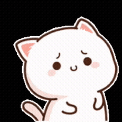 Sad Cartoon Cat With Pink Ear GIF
