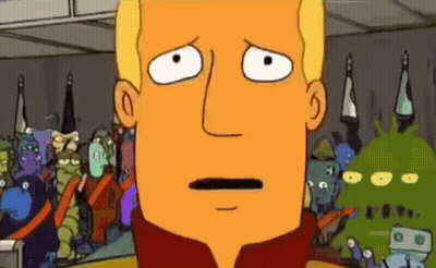 Sad Cartoon Character In Front Of Alien Crowd GIF