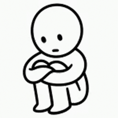 Sad Cartoon Character Sitting Crossed Arms GIF