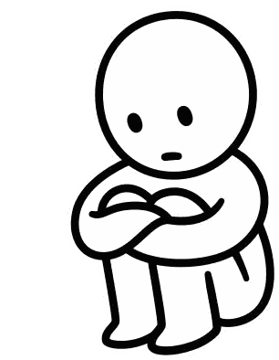 Sad Cartoon Character Sitting Crossed Arms Sticker