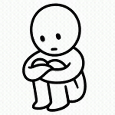 Sad Cartoon Character Sitting On Floor Arms Crossed GIF