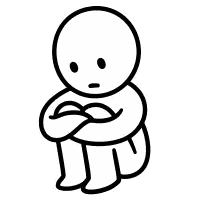 Sad Cartoon Character Sitting On Floor Sticker