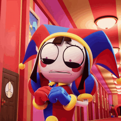 Sad Cartoon Character with Jester Hat