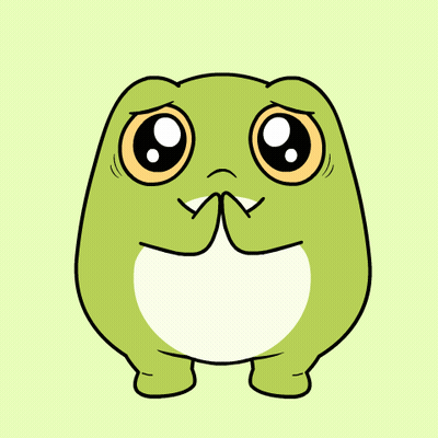 Sad Cartoon Frog With Big Orange Eyes GIF