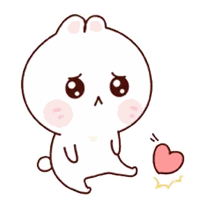 Sad Cartoon Rabbit Next To Heart Sticker