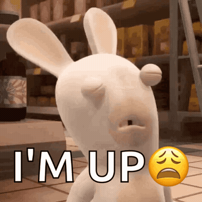 Sad Cartoon Rabbit Saying I'm Up GIF
