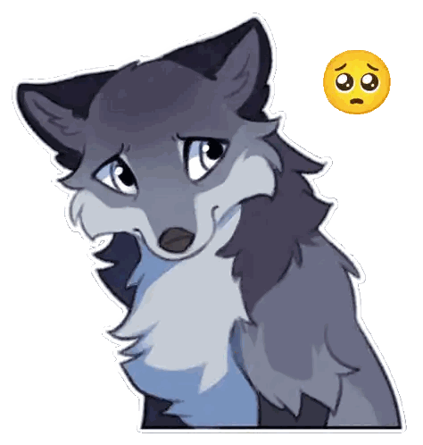 Sad Cartoon Wolf Sticker