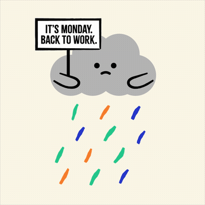 Sad Cloud Holding Monday Back To Work Sign GIF