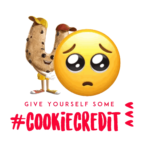 Sad Cookie With Give Yourself Cookie Credit Sticker