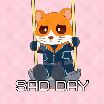 Sad Day Cartoon Hamster Sitting On Swing GIF