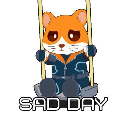 Sad Day Hamster On Swing Sticker