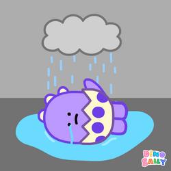Sad Dinosaur Sleeping Rain Water Pouring GIF