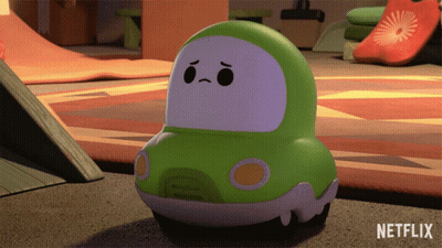 Sad Green Toy Car With Netflix Logo GIF
