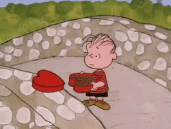 Sad Heartbroken Linus Throwing Snoopy Valentines Gift  GIF