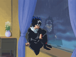 Sad Hiei Stare Outside Rain GIF