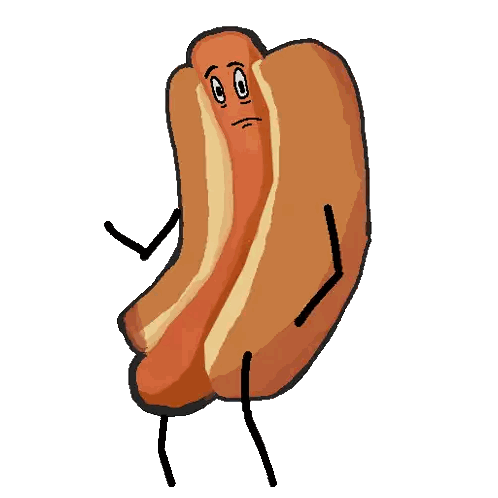 Sad Hot Dog Character Sticker