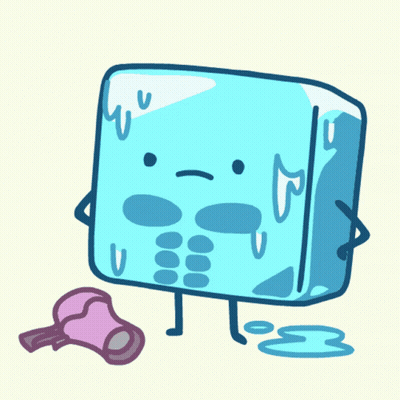 Sad Ice Cube Cartoon With Arms And Legs GIF