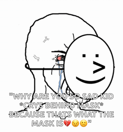 Sad Kid Crying Behind Mask Saying Why Are You So Sad GIF