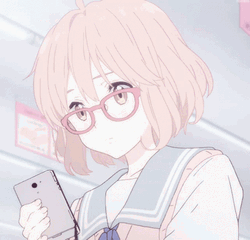 Sad Mirai Kuriyama Looking At Phone Aesthetic GIF