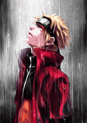 Sad Naruto Looking Up Rainy Background GIF