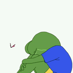 Sad Pepe Frog And Butterfly GIF