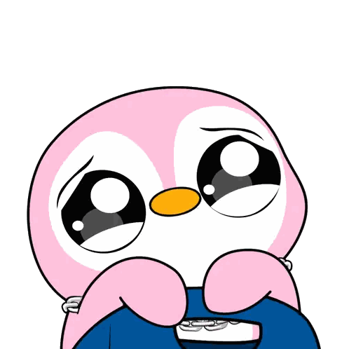 Sad Pink Penguin Sticker
